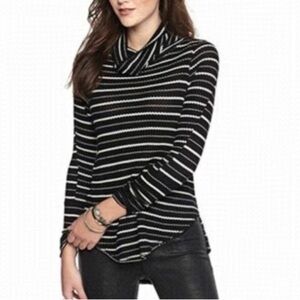 We The Free Black White Stripe Long Sleeve Turtleneck Top Size Womens XS